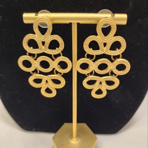 Gold Tone Dangle Pierced Earrings - Picture 7 of 7